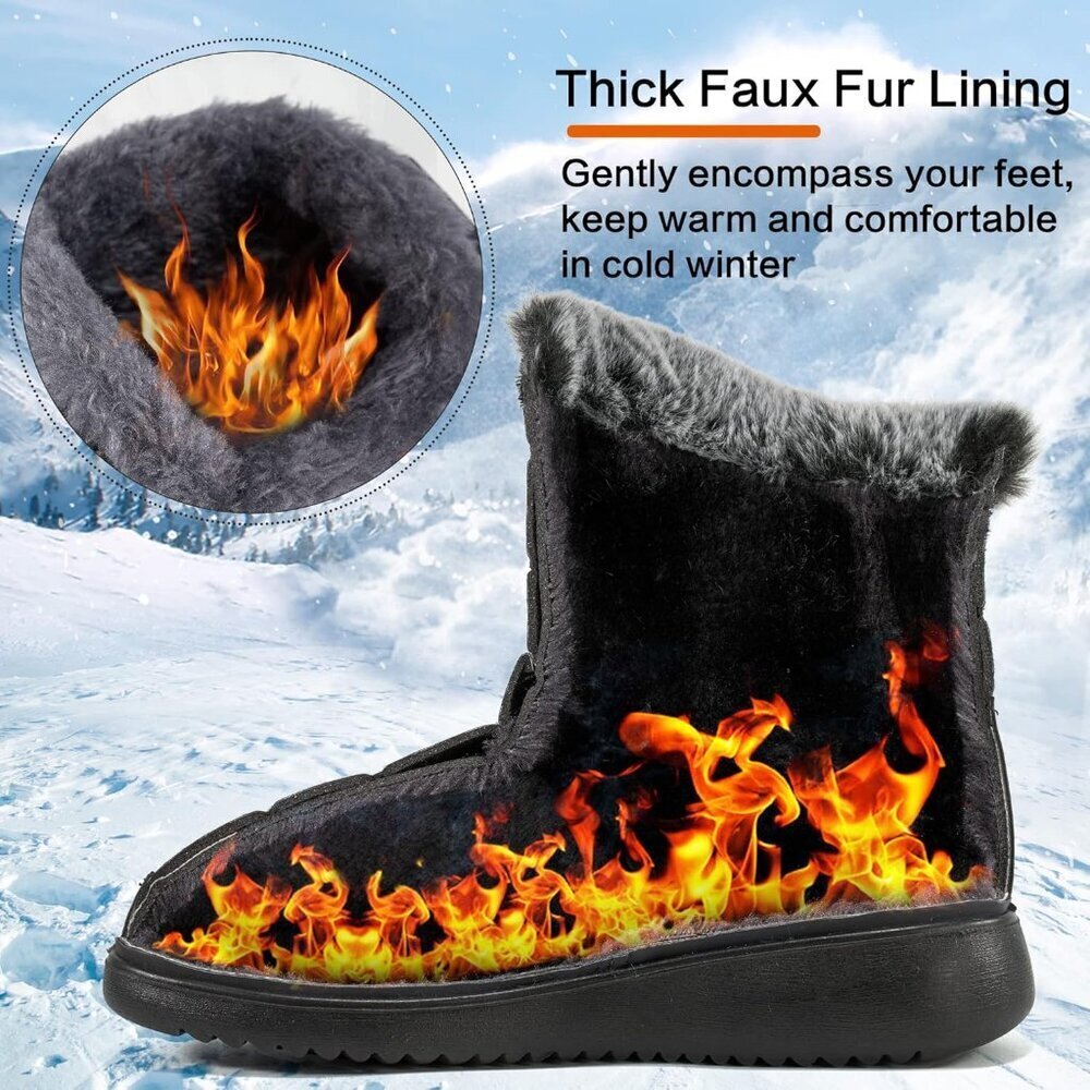 Womens Red Winter Snow Boots Comfortable Warm Waterproof Non Slip - Picture 2 of 6